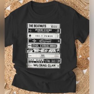 Hip-Hop Casette Tap Old School Rap Black Graphic Tee. Sz L